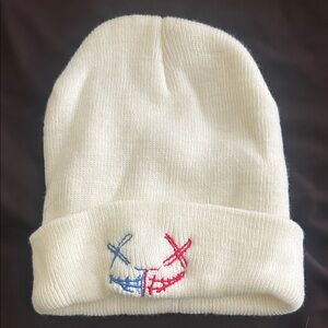 Cozy Cream Kids Beanie with Embroidered Design no Brand label found